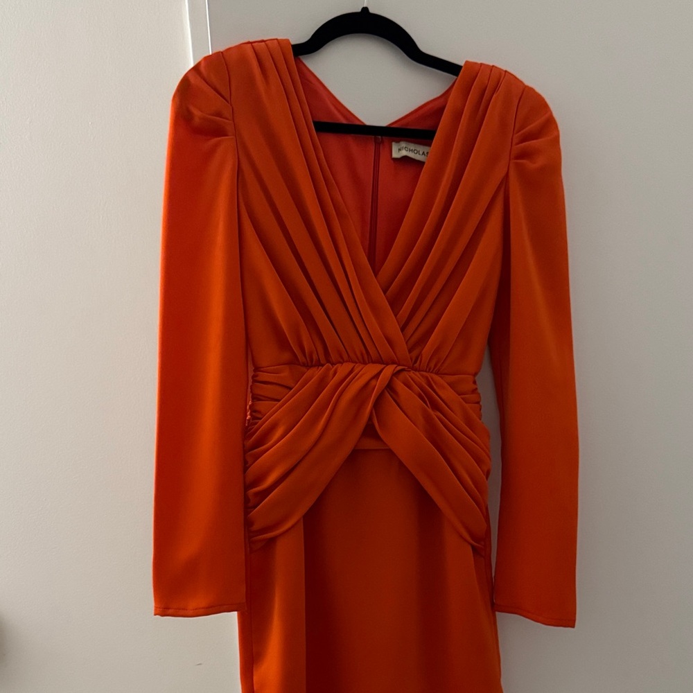 Elegant Orange Long Sleeve Dress